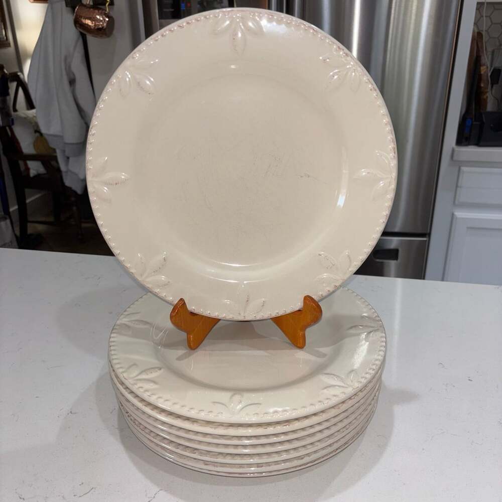 Signature Sorrento Ivory Dinner Plates Set of 8 Stoneware